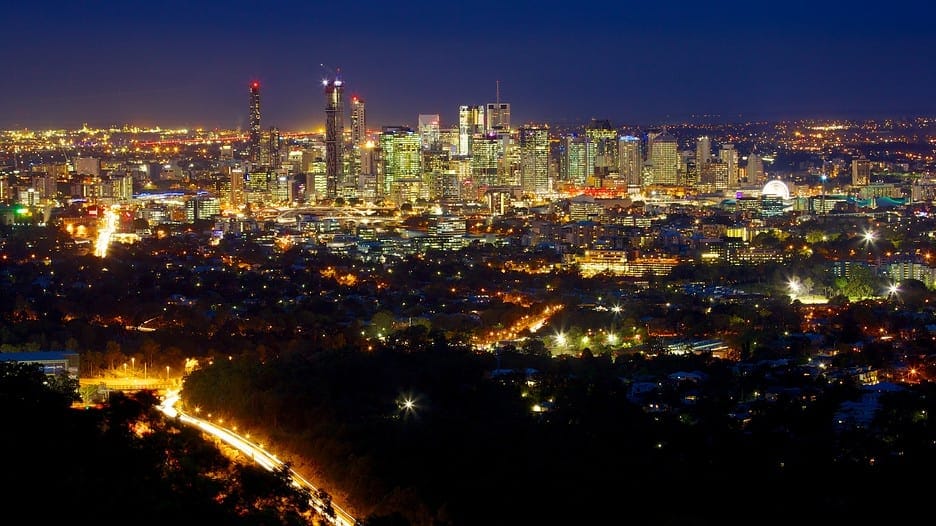 View of Brisbane from Mt Cootha at night