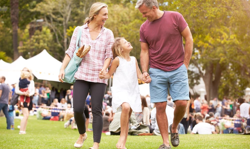 Family Relaxing At Outdoor Gold Coast Markets For Kids