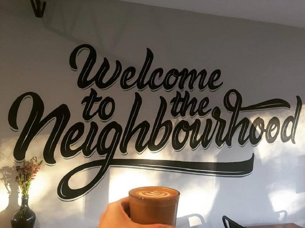 Shop sign for Neighbourhood Espresso 