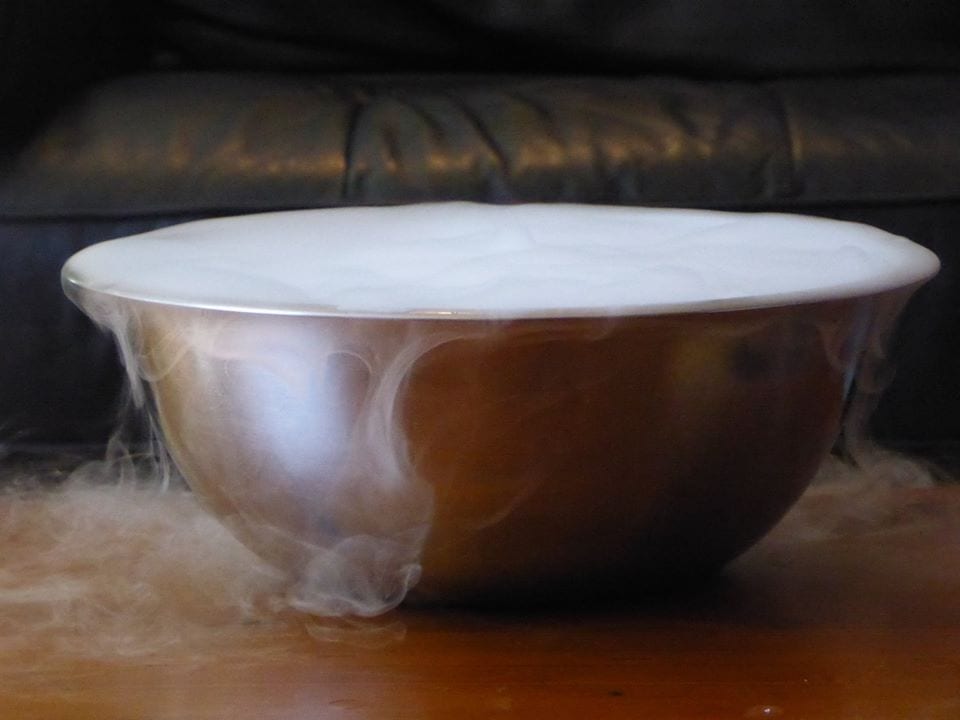 dry ice experiments on table