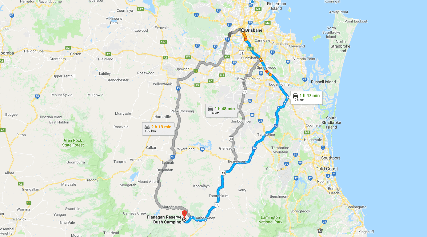 Directions to Flanagan’s Reserve Camping Ground