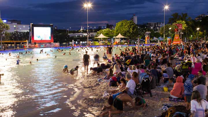 streets beach south bank cinema - best family suburbs in brisbane