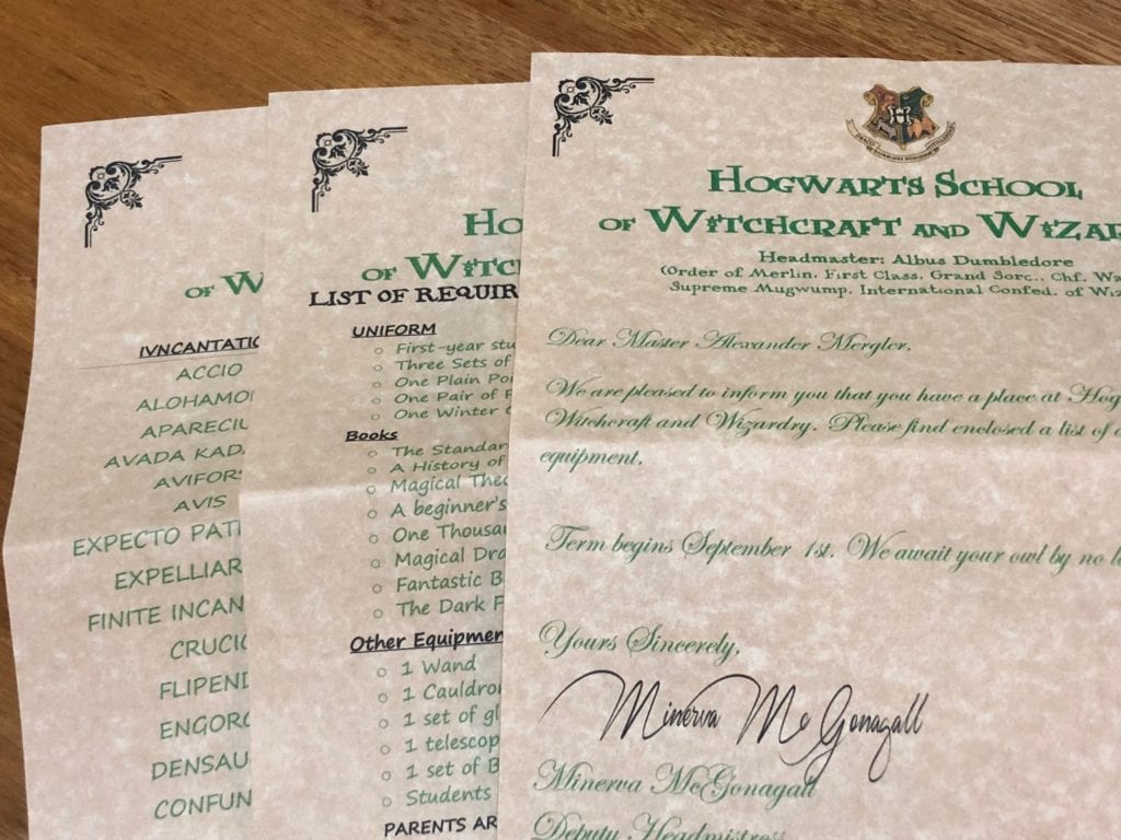 Hogwarts Acceptance Letter