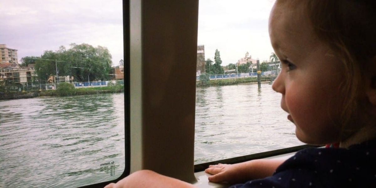 Brisbane Toddler riding CityCat in Brisbane