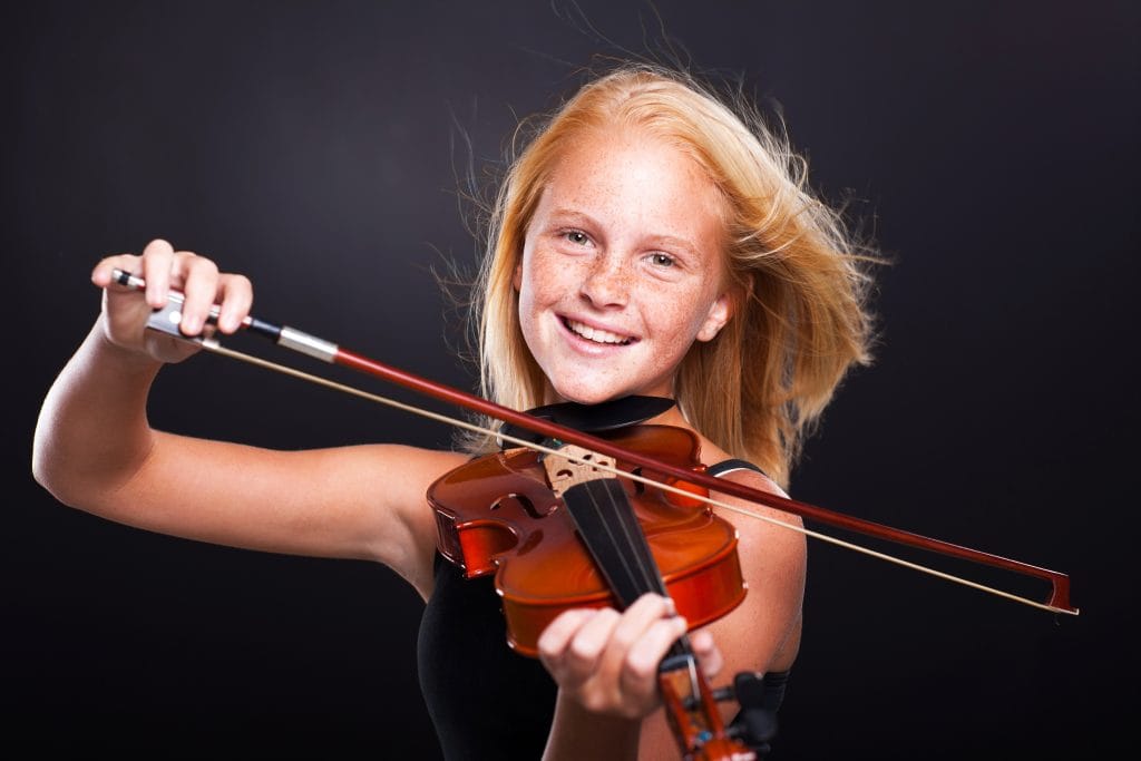 Young female violinist