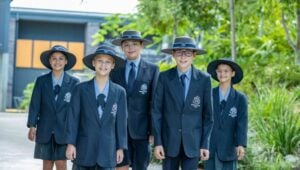 Kids in uniform at Mt Maria College