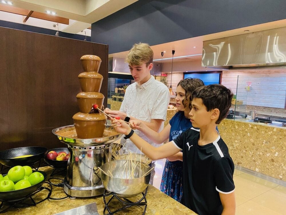 Chocolate fountain at Waves seafood buffet restaurant