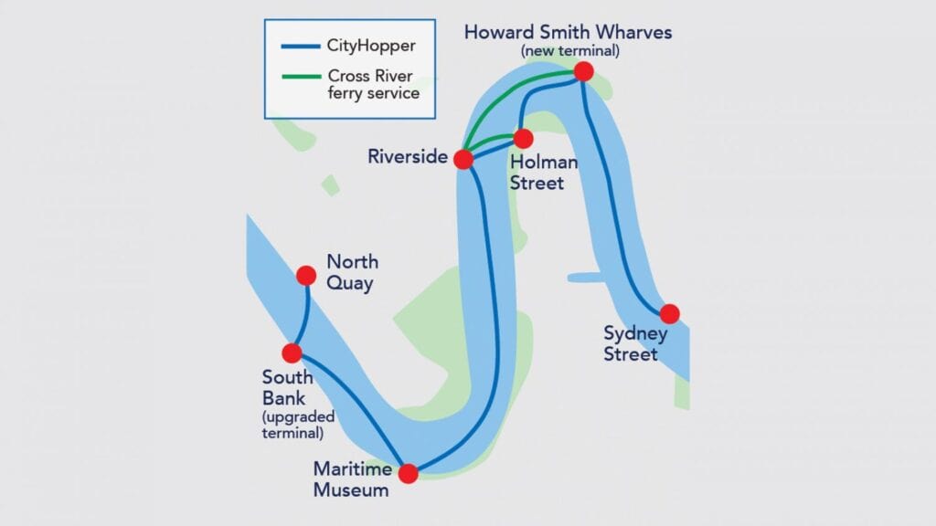 Route Map for the City Hopper Ferry