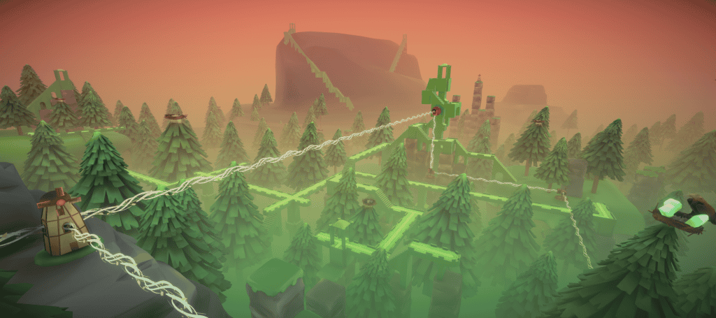 A digital image of a fantasy world with game-like challenges