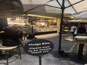 Entrance of Mulga Bill’s in Brisbane where we waited to be seated before our family dinner visit