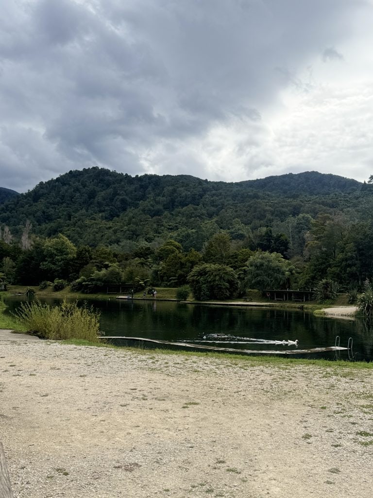 Anatoki Salmon fishing lake view Golden Bay New Zealand scenic pond