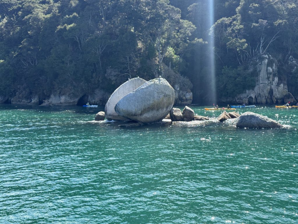 Split Apple Rock Nelson New Zealand from ferry Abel Tasman National Park