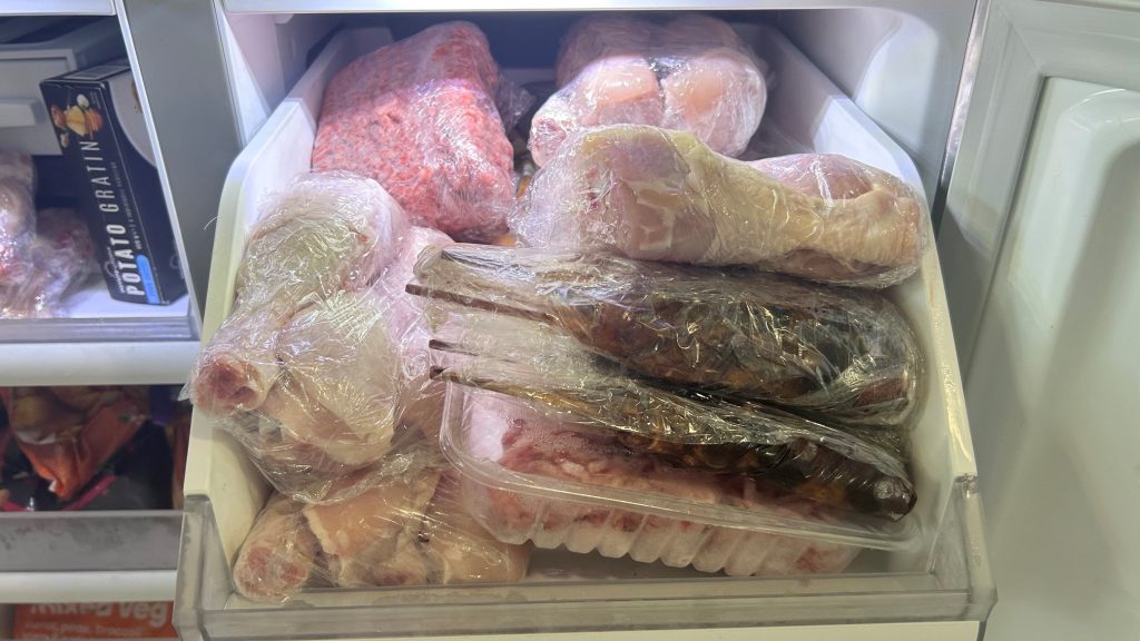 My freezer stocked with meat